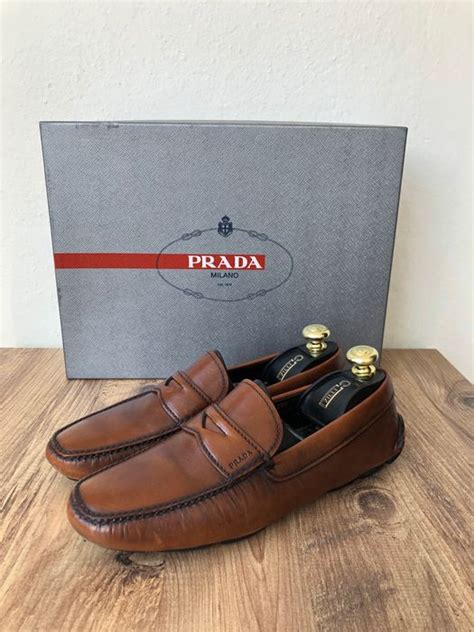 Mocassini Prada in Pelle Marrone taglia 11 US .